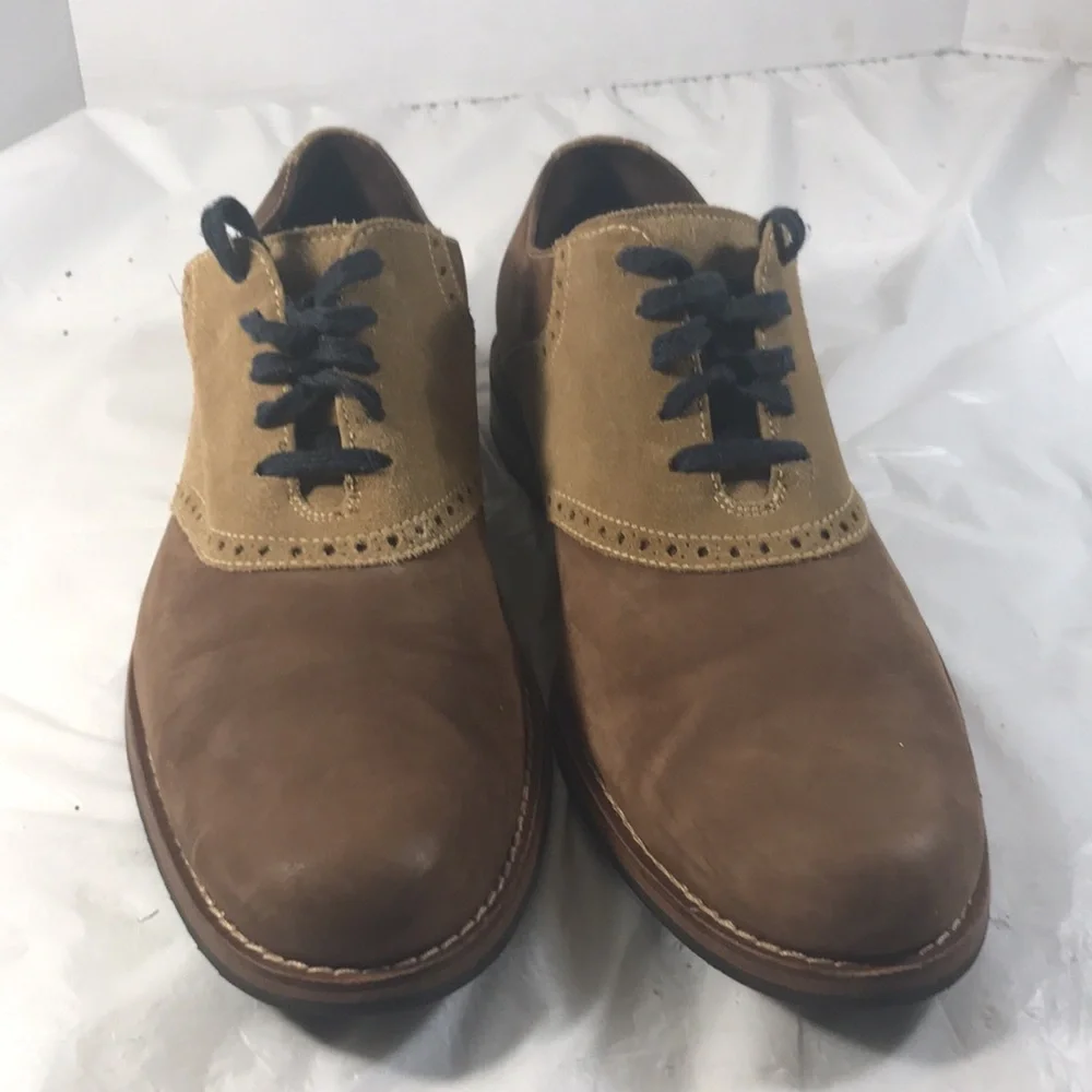 Cole Haan Men's Williams British Brown and Tan Nubuck Suede Oxford Derby Shoes